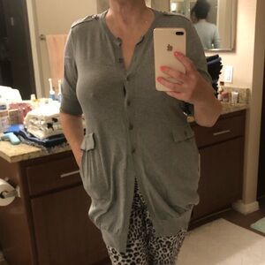 Brunello Cucinelli Gray Button-Up Top